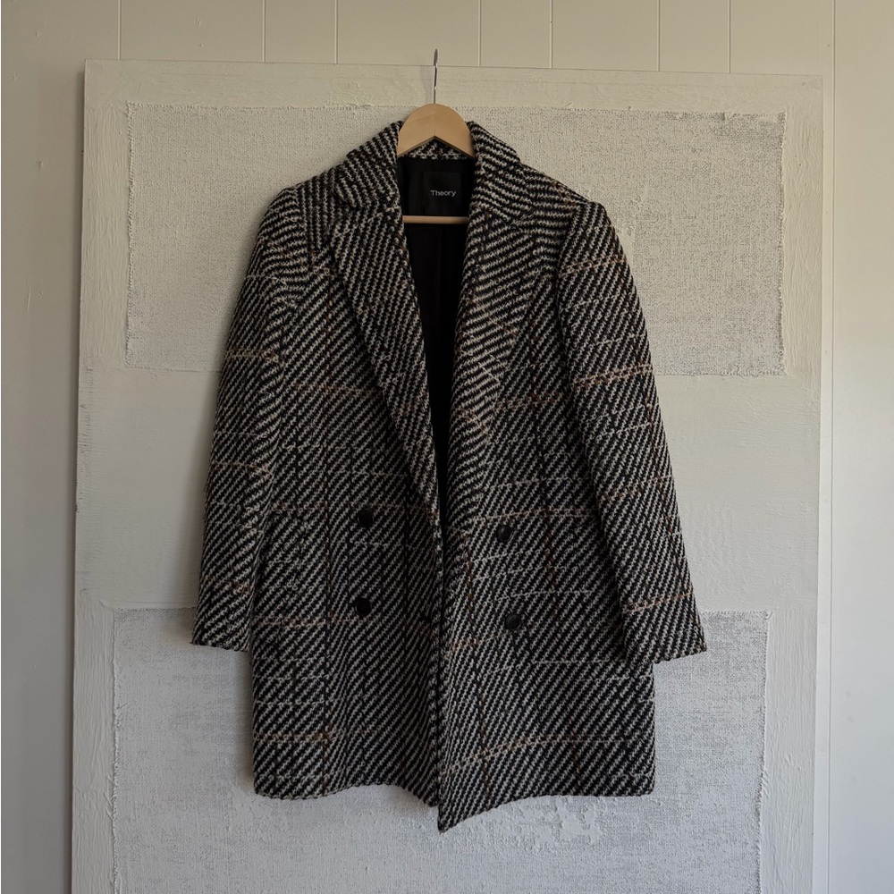 Theory Tweed Double-Breasted Coat